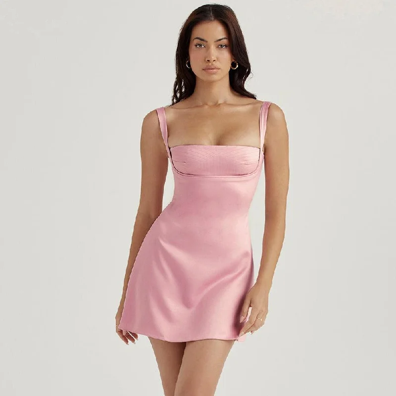 Baby Bella Satin Mini Dress Trendy Tulle Mini Dress