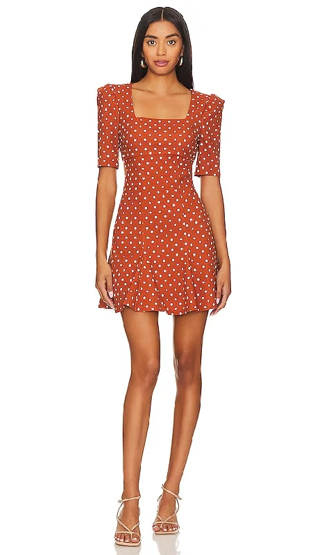 BCBGeneration Puff Sleeve Mini Dress in Rust Classic Black Mini Dress