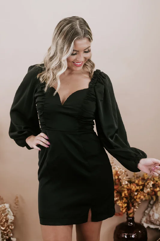 Best For Last Mini Dress, Black Stylish Button-Down Mini Dress
