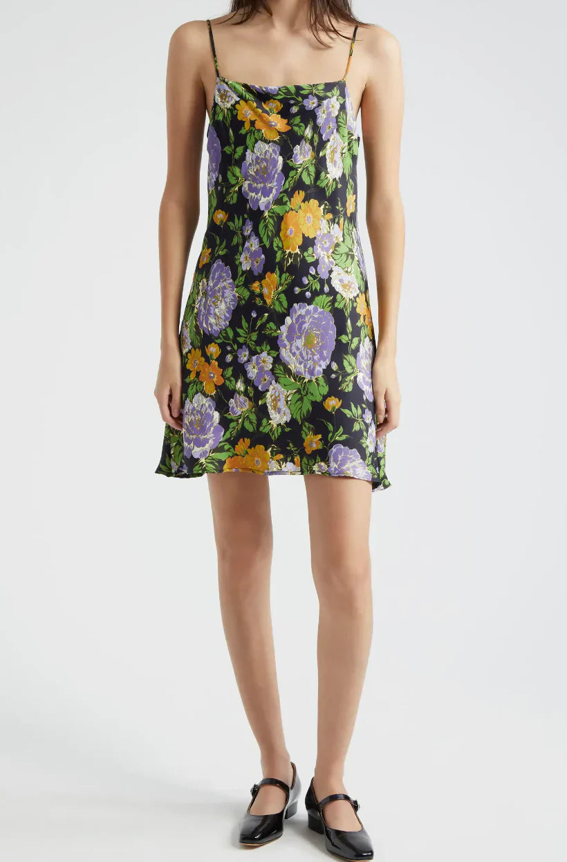 Capri Floral Black Sleeveless Mini Dress Cozy Cotton Mini Dress