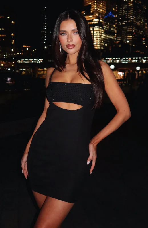 Casa Drama Embellished Mini Dress Black Classic Striped Mini Dress
