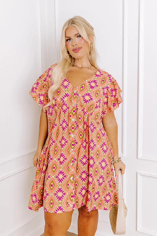 Dinner In Cabo Mini Dress in Peach Cozy Cowl Neck Mini Dress