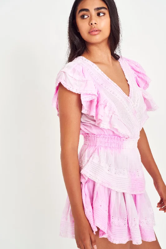 Gwen Mini Dress - PEONY PINK Chic Pleated Mini Dress