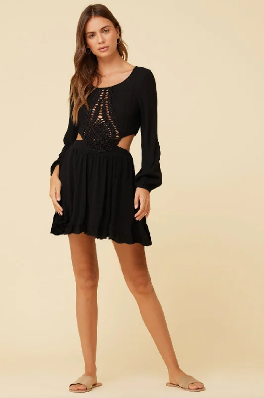 Indio Valley Cut Out Crochet Mini Dress FINAL SALE Trendy Tie-Dye Mini Dress