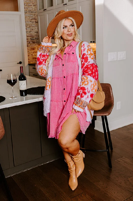 Kaleidoscope Ways Mineral Wash Mini Dress In Pink Curves Comfortable Wrap Mini Dress