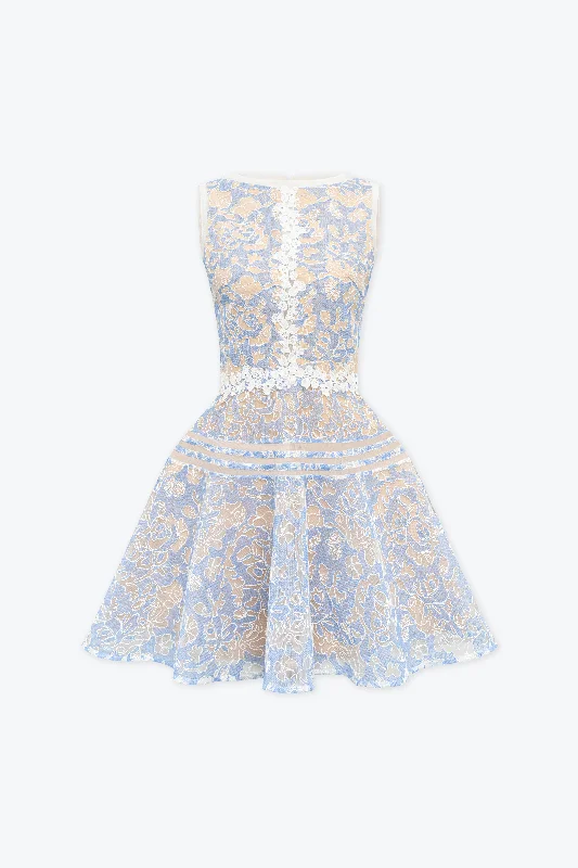 Laika Blue Lace Mini Dress Comfortable Shift Mini Dress
