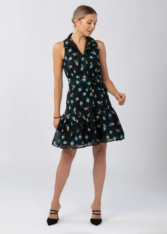 Lara Ruffle Mini Dress Bouquet Elegant Velvet Mini Dress