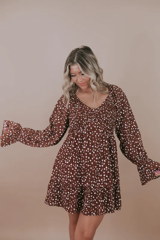 Limitless Mini Dress, Chocolate Chic Puff Sleeve Mini Dress