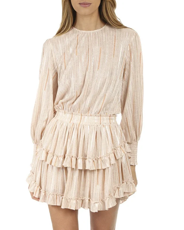 Long Sleeve Mini Dress Elegant Satin Lace Mini Dress