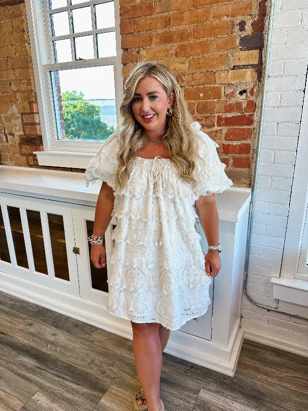 Maddy Lace Babydoll Mini Dress Chic Puff Sleeve Mini Dress