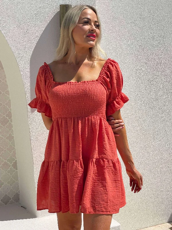 MANGO MINI DRESS -ORANGE Cozy Wraparound Mini Dress