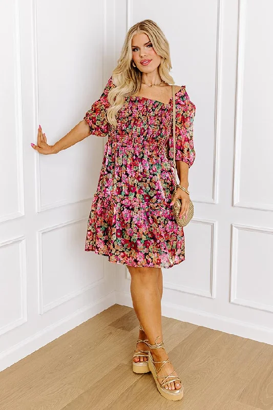 Must Be A Dream Floral Mini Dress Curves Chic Pleated Mini Dress