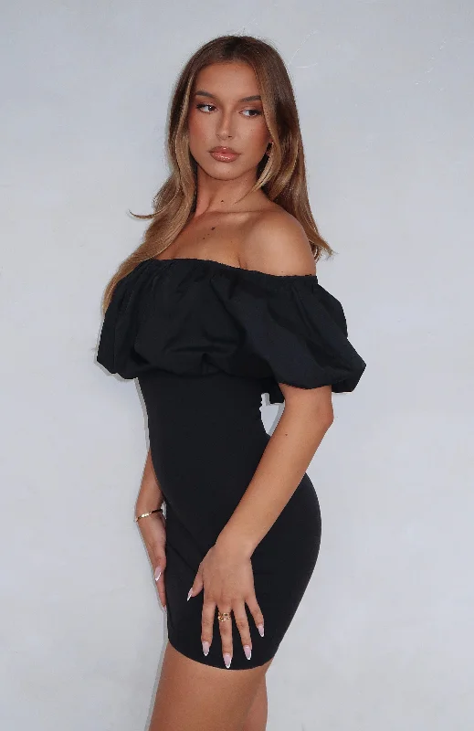 Need A Rush Mini Dress Black Cozy Ribbed Mini Dress