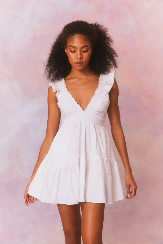 Poplar Flutter Sleeve Mini Dress Classic Casual Mini Dress