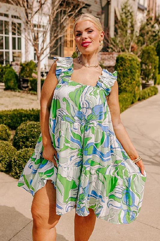 Popular Retreat Mini Dress in Kelly Green Curves Elegant Lace-Up Mini Dress