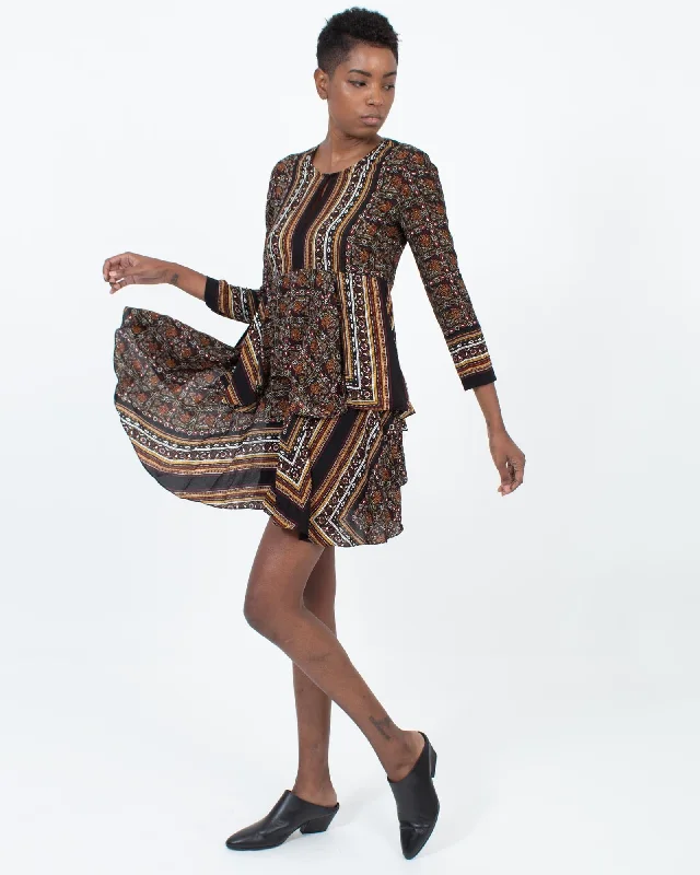 Printed Mini Dress Casual V-Neck Mini Dress