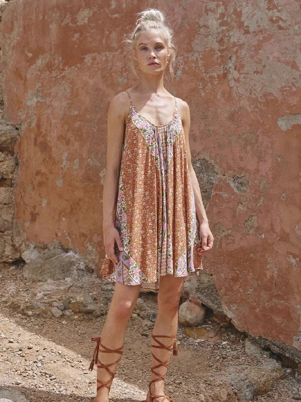 Sienna Strappy Mini Dress Fashionable Boho-Chic Mini Dress