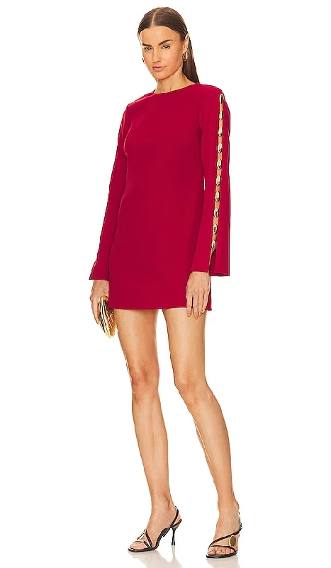 SIMKHAI Joisian Mini Dress in Red Casual Mini Dress with Pockets