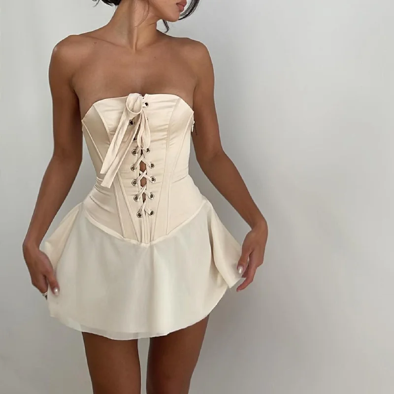 Summer Date Lace-Up Corset Mini Dress Stylish Summer Mini Dress