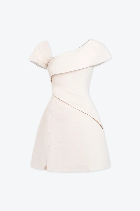Tansy Asymmetric V-Neck Mini Dress Fashionable Denim Mini Dress