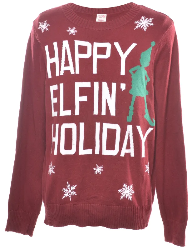 Plum Christmas Jumper - L Machine Wash Dry Clean Hand Wash