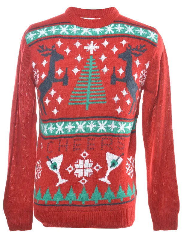 Red Christmas Jumper - S Transparent Opaque Sheer