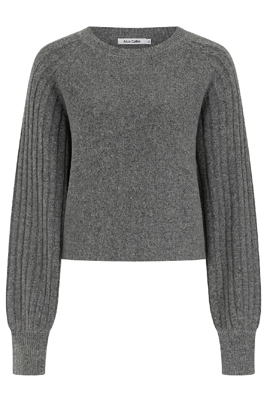 Alice Collins 033A266 A Charcoal Grey Ada Jumper Solid Print Embellished