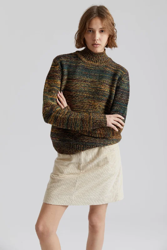 AMANDA  Fine Merino Wool Jumper - Mustard Satin Blend Silk Blend Wool Blend