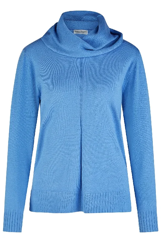 Barbara Lebek Cowl Neck Jumper Azzurro Blue 26020042 Graphic Sweater Embroidered Appliqued Barbara Lebek Cowl Neck Jumper Azzurro Blue 26020042 Graphic Sweater Embroidered Appliqued