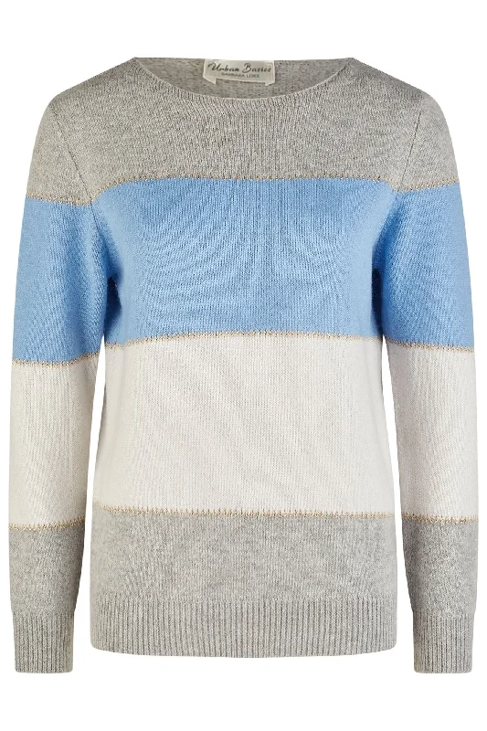 Barbara Lebek Stripe Jumper Boat Neck Stone Blue 27650042 Solid Color Striped Floral Print Barbara Lebek Stripe Jumper Boat Neck Stone Blue 27650042 Solid Color Striped Floral Print