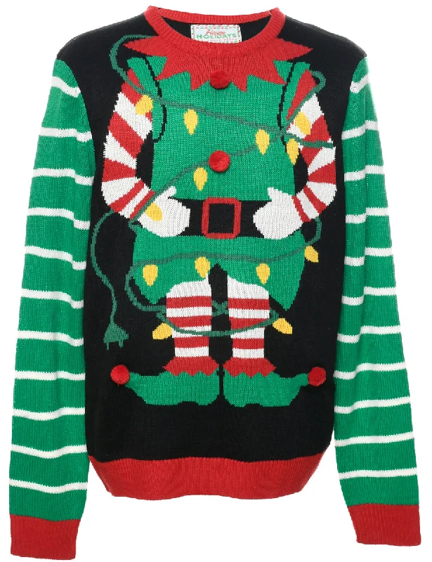Black Christmas Jumper - XL Elegant Classic Vintage