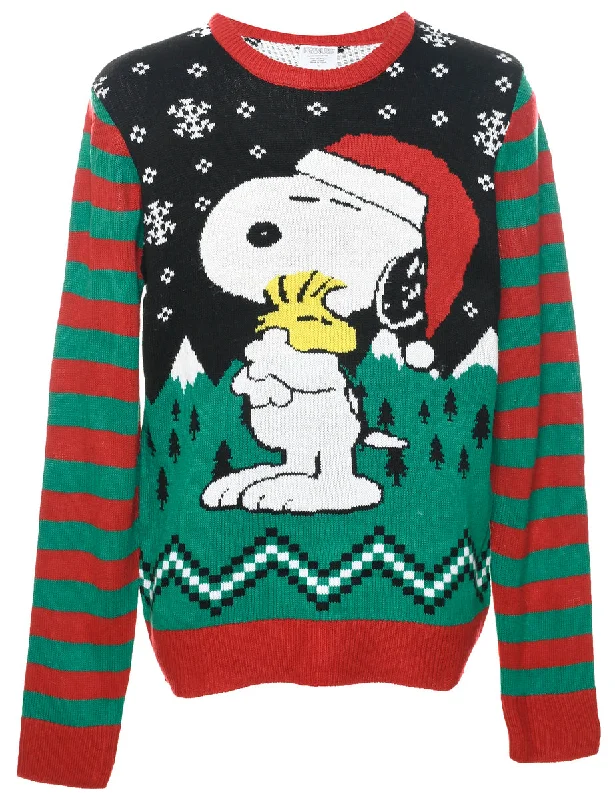Black Christmas Snoopy Jumper - L Neon Metallic Matte