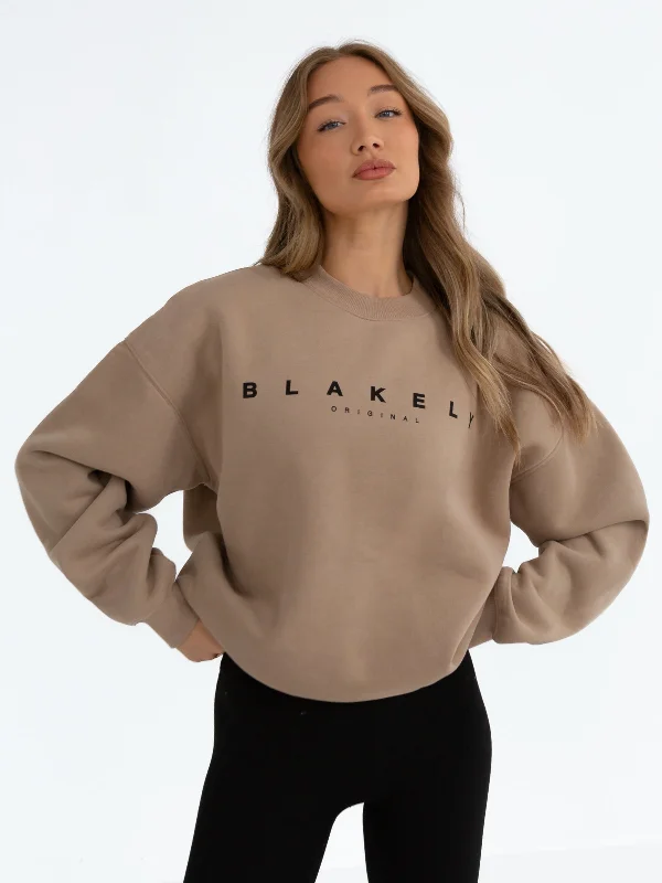 Composure Oversized Jumper - Tan Zippered Buttoned Snapped