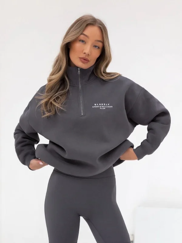 Ultimate 1/4 Zip Jumper - Charcoal Transparent Opaque Sheer