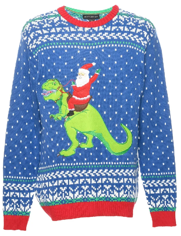 Blue Christmas Jumper - M Stretchy Elastic Breathable