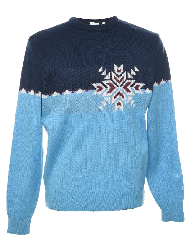 Blue Jumper - L Front Pockets Side Pockets Patch Pockets