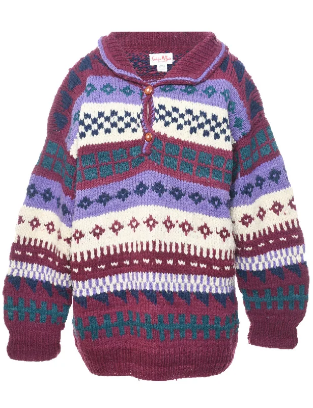 Button Through Jumper - XL Thin Thick Dense