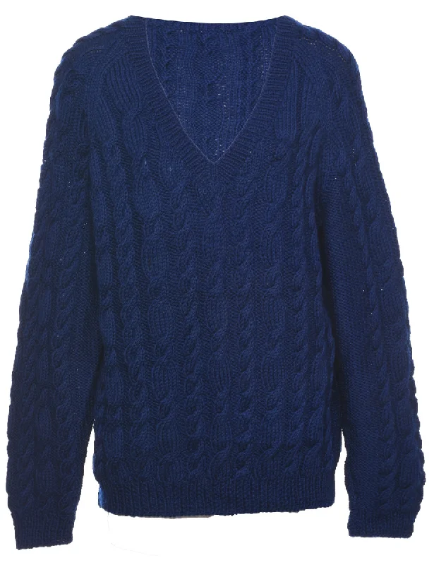 Cable Knit Jumper - L Embroidered Appliqued Beaded