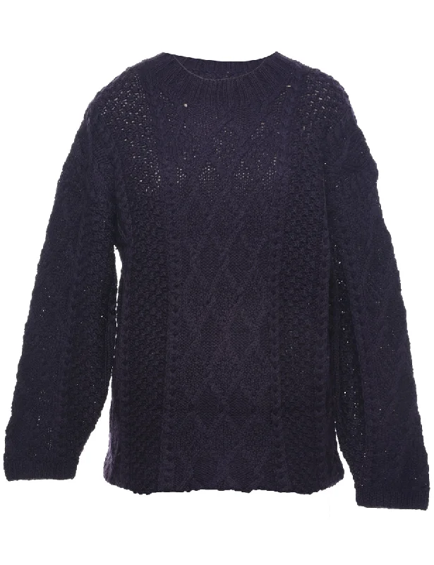 Cable Knit Jumper - L Terry Blend Velvet Blend Canvas Blend