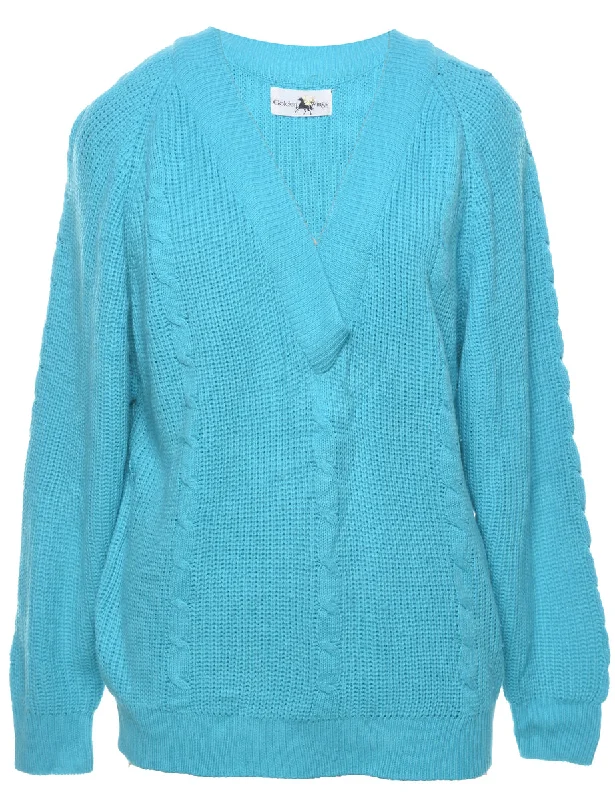 Cable Knit Jumper - L Zippered Buttoned Snapped