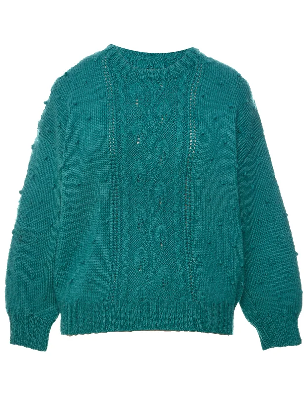 Cable Knit Jumper - L Front Pockets Side Pockets Patch Pockets