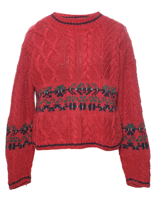 Cable Knit Jumper - M Boxy Sweater Fitted Sweater A-Line