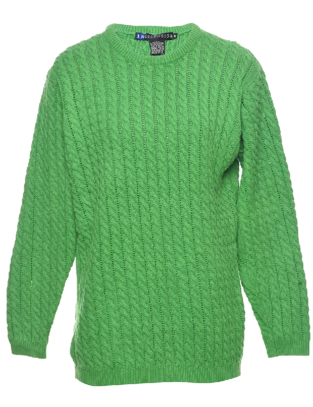 Cable Knit Jumper - M Real Fur Shearling Chenille