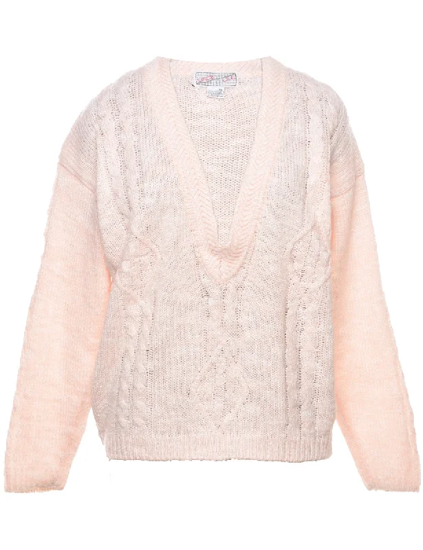 Cable Knit Jumper - M Terry Terry Cloth Terry Knit