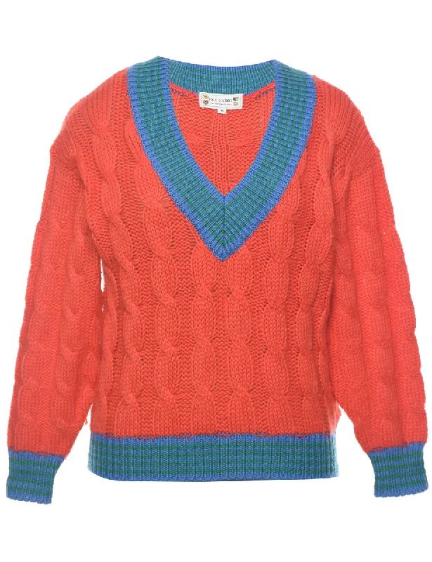 Cable Knit Jumper - M Iron Safe Non-Iron Wrinkle Free