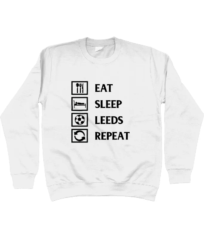 Eat, Sleep, Leeds, Repeat Jumper Women Embroidered Appliqued Beaded