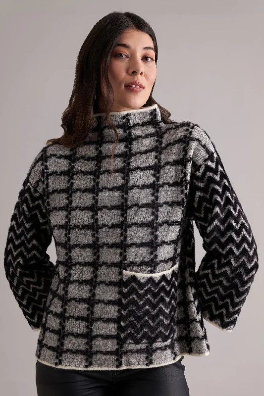 Foil 7700 Black Off White Mono Mix Game Of Thrones Jumper Wool Fabric Cashmere Fabric Tweed Fabric
