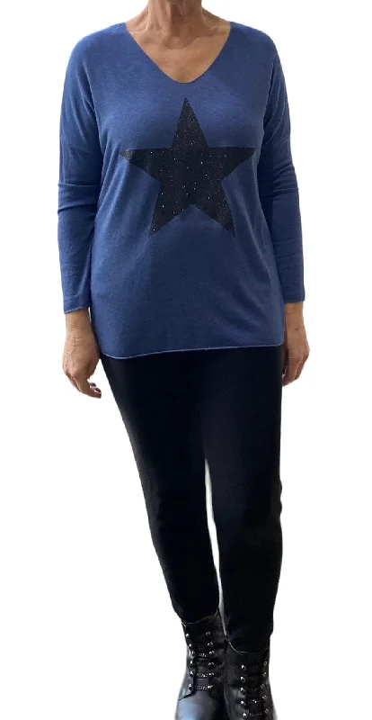 Kris Glittery Black Star Jumper (3 Colours) Knit Fabric Woven Fabric Fleece Fabric