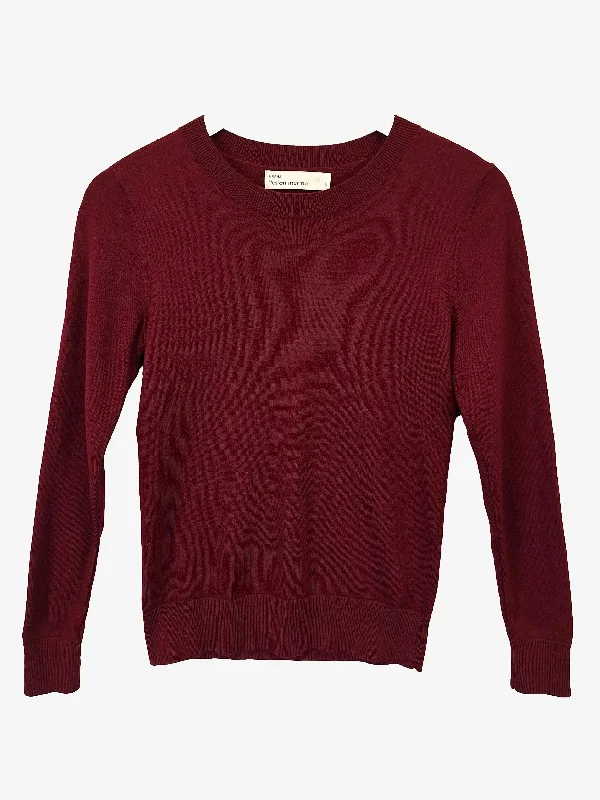 Grana Claret Crew Neck Fine Knit Jumper Size S Wool Fabric Cashmere Fabric Tweed Fabric Grana Claret Crew Neck Fine Knit Jumper Size S Wool Fabric Cashmere Fabric Tweed Fabric
