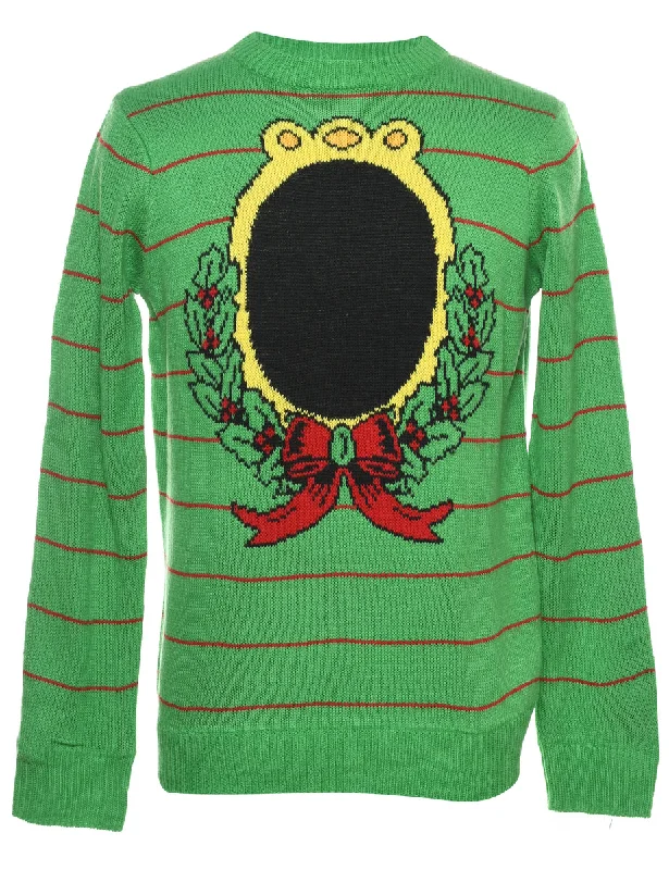 Green Christmas Jumper - M Casual Formal Business